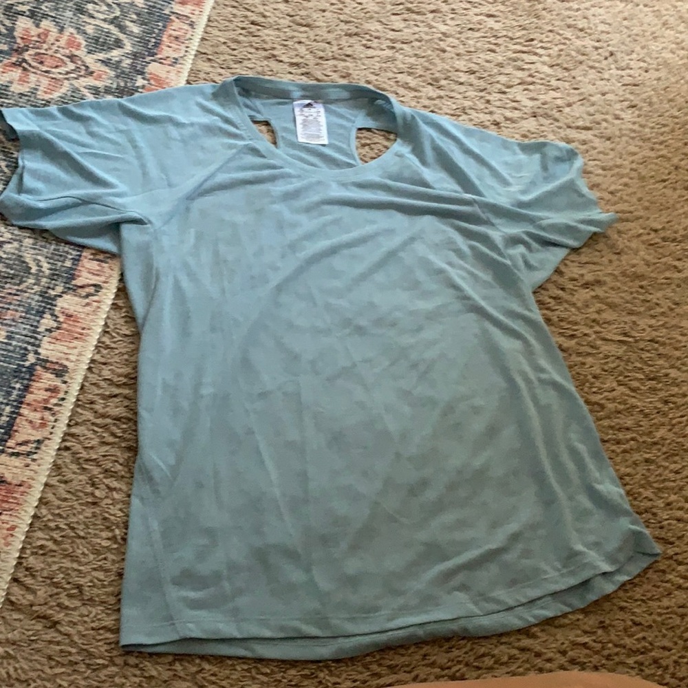 adidas Women's Short Sleeve Light Blue Performance Tee